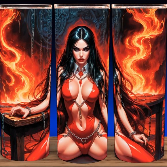 Vampirella Vampire Comic Book Sexy Fire Villain Cup Mug Tumbler 20oz - Picture 1 of 4
